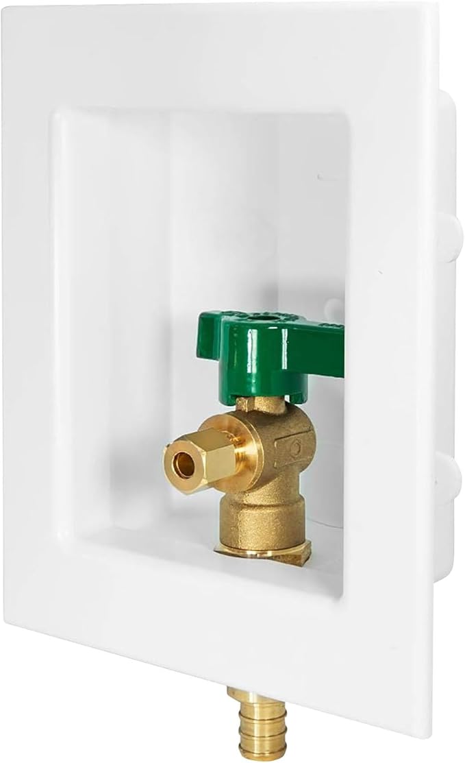 10-Pack Seelink Pre-Assembled Ice Maker Outlet Box, 1/2" PEX Crimp Inlet x 1/4" OD Compression Outlet, with Installed 1/4-Turn Ball Valve