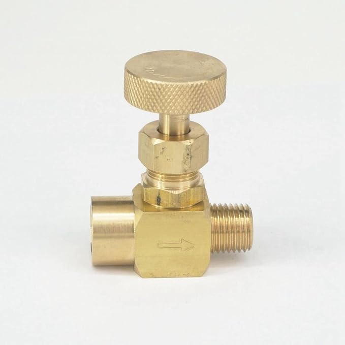1/4" NPT Male To Female Brass Needle Valve Flow Control 1000 PSI WOG Plumbing Propane Gauge Water Gas Oil Fuel