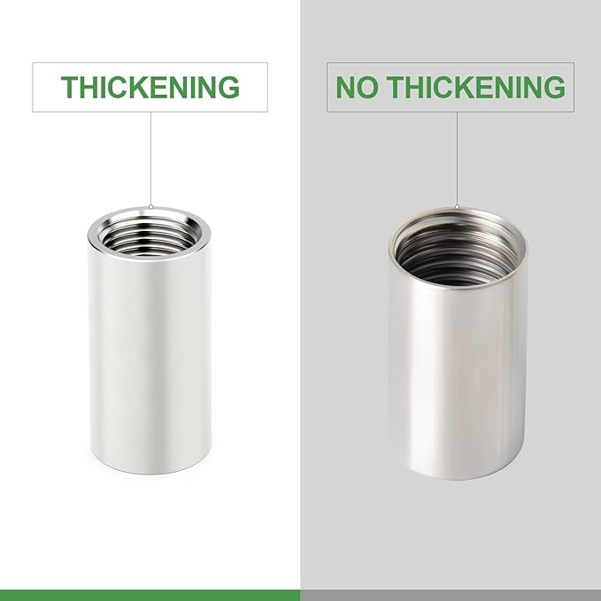 TAISHER 2PCS Stainless Steel Pipe Fittings, 1/4" NPT Female x 1/4" NPT Female Threaded, 2" Length Thickened Nipple Cast Pipe