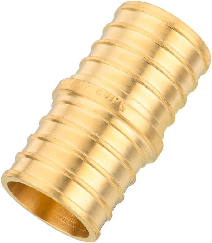 (Pack of 50) EFIELD Pex Barb Crimp Brass Fittings 1-Inch x 1-Inch Straight Couplings, ASTM F1807, UPC Certified (50),(PEX1807010-50PCS)