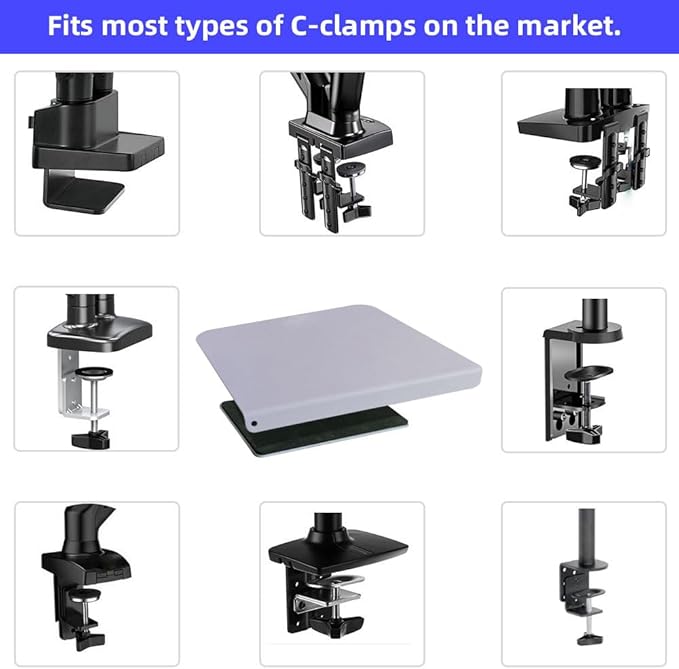 Steel Monitor Mount Reinforcement Plate,Steel Bracket Plate for Thin, Glass,and Other Fragile Desktop，Fits Most Monitor Stand C Clamp Installation On Market