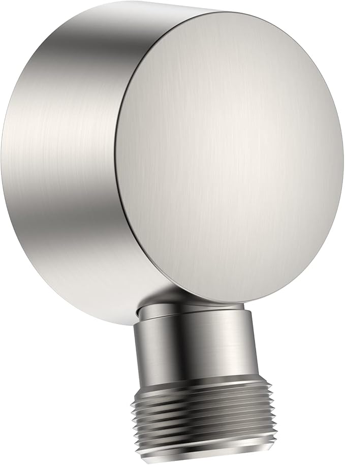 Wall Mounted Supply Elbow, Solid Brass Round Wall Supply Elbow with Check Valve (Brushed Nickel)