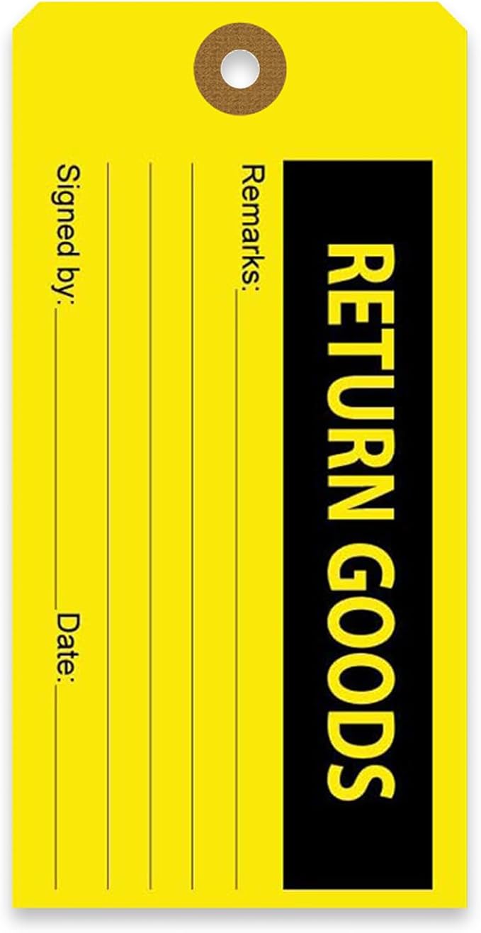 Tags 4 Less Production Quality Control Hang Tags – Equipment Preventative Maintenance Labels, for Easy Record-Keeping for Inventory Status (Return Goods, Pack of 100)