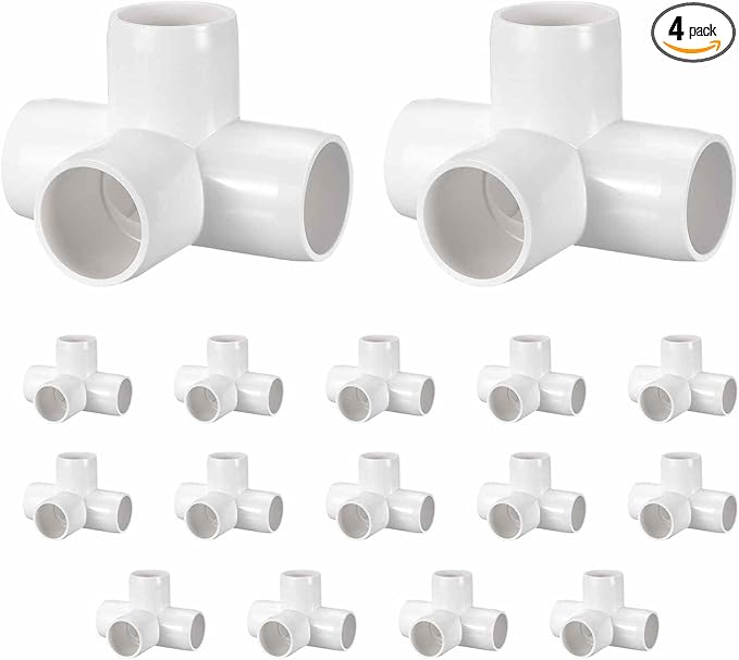 4Pcs 3/4" Elbow PVC Fitting, SCH40 4-Way Tee Furniture Grade PVC Pipe Fitting, DIY Corner Elbow Connector for Building Furniture, Greenhouse Frame Connection, Socket x Socket
