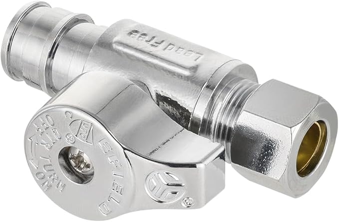 Pro 10-Pack EFIELD Stop Valve Pex-A 1/4 Turn Straight Stop Valve 3/8" OD Compression X 1/2" Pex Expansion, Chrome Plated LF Brass, Heavy Duty,(VALVE380)