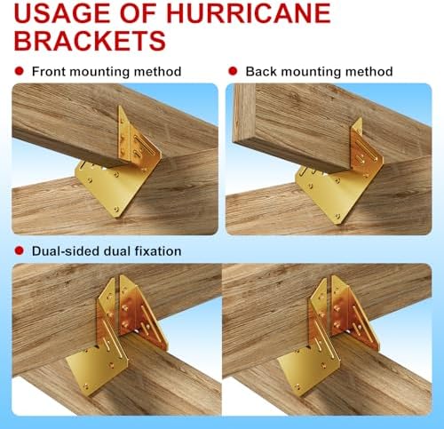 Hurricane Ties for Rafters, 10 Pack, Yellow-Plated Steel