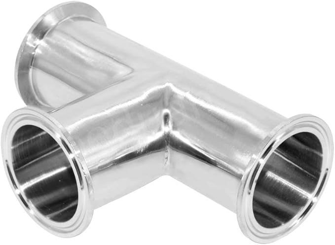 Beduan 1.5" Tri Clamp Tee 3 Way Stainless Steel Sanitary Fitting,Pack of 2 (25mm Pipe OD, 50.5mm Ferrule OD)