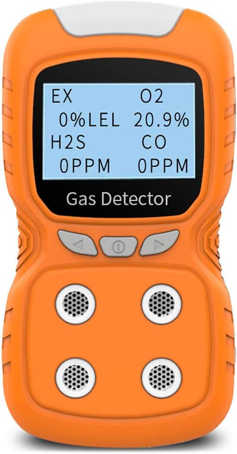 Portable Gas Detector, Gas Clip 4 Gas Monitor Meter Tester Analyzer, Rechargeable LCD Display Sound Light Shock Air Quality Tester, 2 Year Detector…