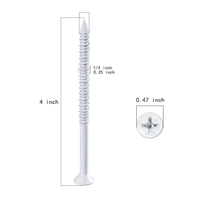 WenSilon(30 PCS) 1/4" x4 White Concrete Screw Anchor White Flat Head for Anchoring to Masonry, Block or Brick Stucco