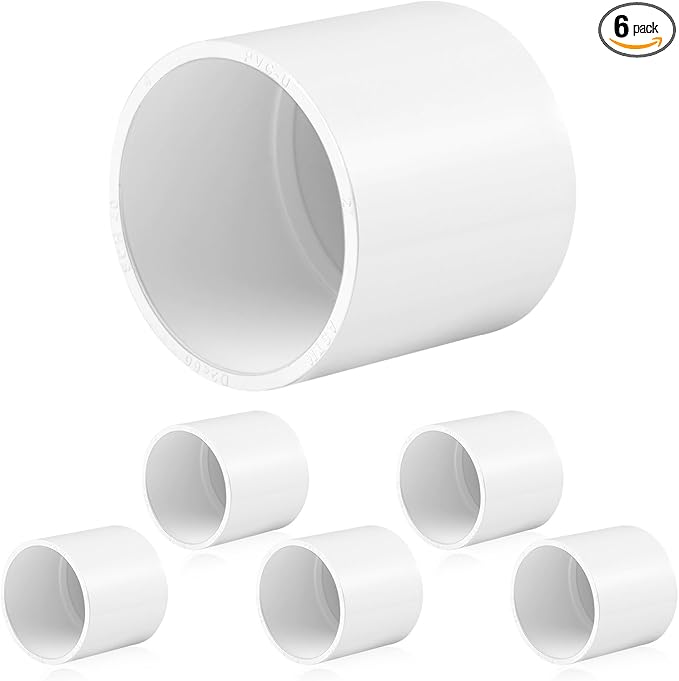 6 pcs 2" PVC Coupling Pipe Fittings (Socket x Socket) Schedule 40 PVC Fittings used For Plumbing and Irrigation