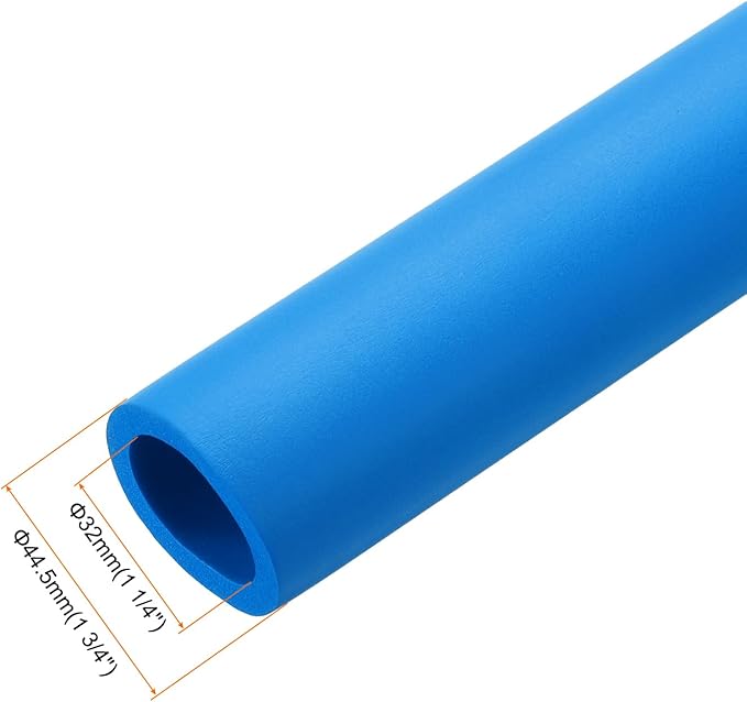 uxcell Foam Tubing for Handle Grip Support, Pipe Insulation Outside Pipe Lagging, 32mm(1 1/4") ID 44.5mm(1 3/4") OD 1m Blue