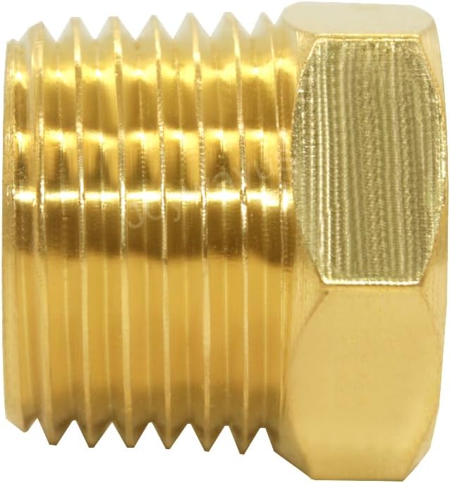 Joywayus Brass Reducing Hex Bushing 1/2" NPT Male to 1/8" NPT Female Pipe Fitting Reducer Adapter(Pack of 2)