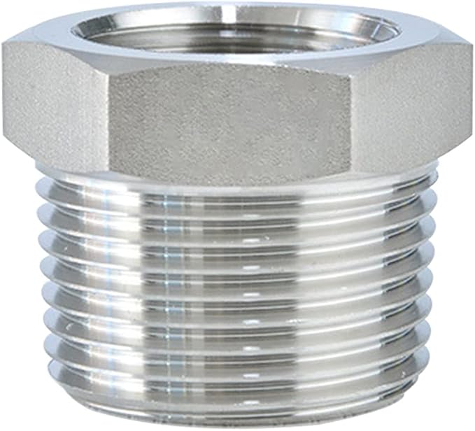 Joywayus Stainless Steel Hex Head Bushing Reducer Pipe Fitting 1/4 NPT Male × 1/8 NPT Female (Pack of 2)