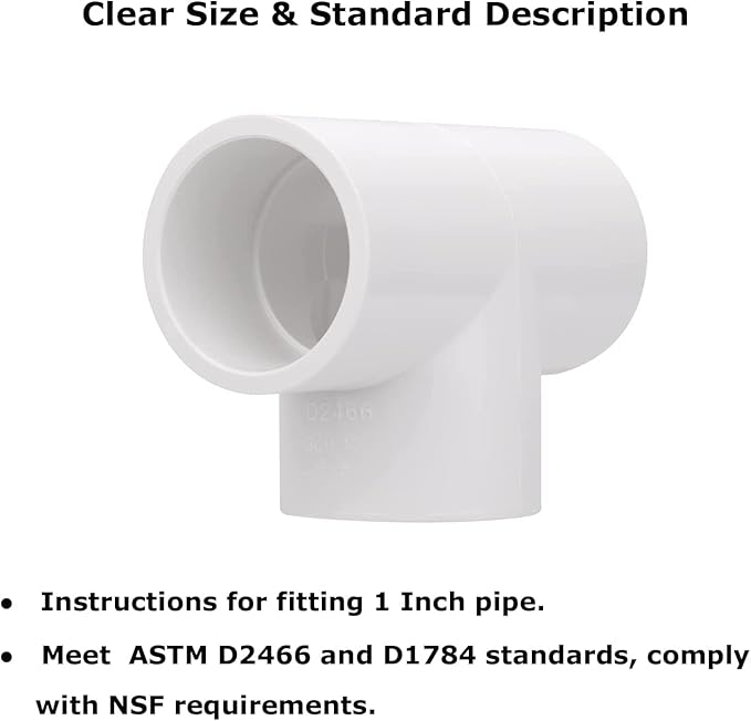 12 Pack 1" 3 Way PVC Pipe Fittings, Furniture Grade SCH40 PVC Elbow, S x S x Socket, Contractor Pack, Meets ASTM D2466 & D1784 Standards