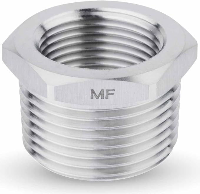 MAACFLOW Stainless Steel 1" Male NPT to 3/4" Female NPT Adapter Reducer Hex Bushing (Thread OD1.27" - ID 0.92") (Pack of 1)