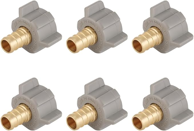 (Pack of 6) PLUMBINGMASTER Pipe Fitting - 1/2" Pex 1/2" Female NPT Swivel Adapter Barb Crimp Fitting, Anti-Corrosion, No Lead, 5 Year Warranty, (PEX1807202-6PCS)