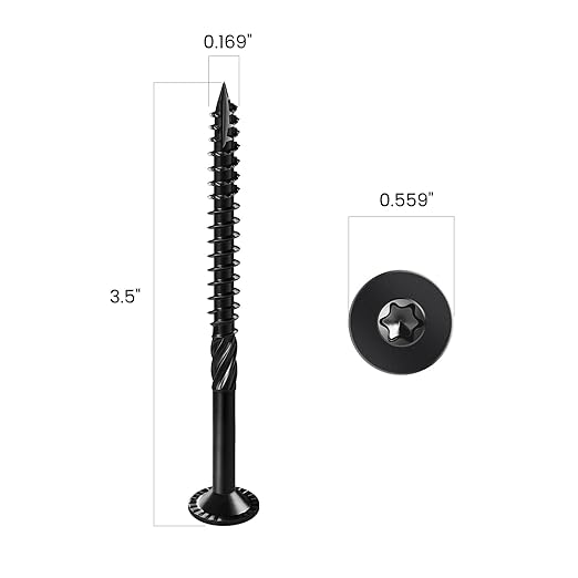 Deck Screws #14 x 3-1/2 inch, (184pcs) 5lb Heavy Duty Outdoor Wood Screws,Black Rust Resistant Epoxy Coated,Torx Drive Head,with T30 Star Bit