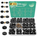 106 PCS Faucet Washer Assortment Kit with Assorted Flat and Beveled Rubber Washers for Outdoor Garden Faucet Stem Leak Worn Replacement Repair