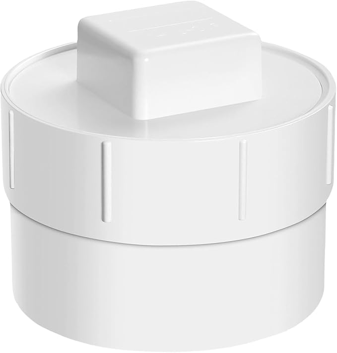 4" PVC Sewer Cleanout Adapter with Plug Pipe Fitting, PVC DWV Flush Sewer Cleanout Cap for Outdoor Garden, RVs Sewer or Drainage Piping Connect System