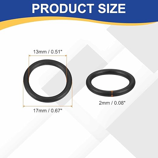HARFINGTON 50pcs Nitrile Rubber O-Rings 17mm OD 13mm ID 2mm Width Metric Buna-N NBR Sealing Gasket Plumbing Sealing Repair O Rings for Car Auto Vehicle Repair Faucet Air Gas
