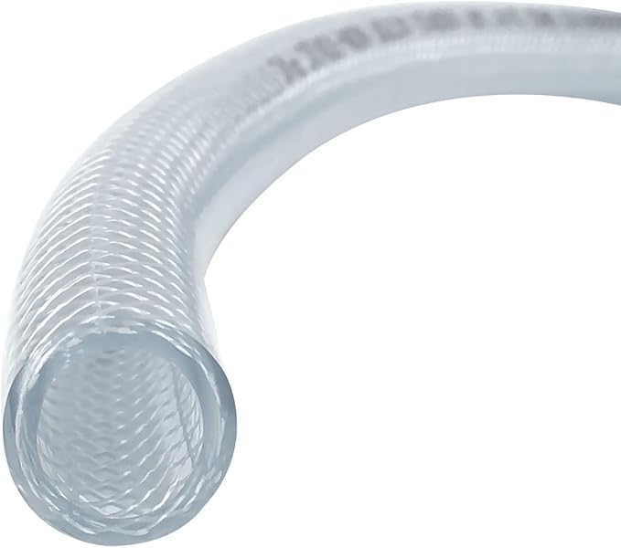 Gloxco Clear Braided PVC Tubing, Food Grade, Heavy Duty Reinforced Hose, 5/8" ID, 10 Ft Length