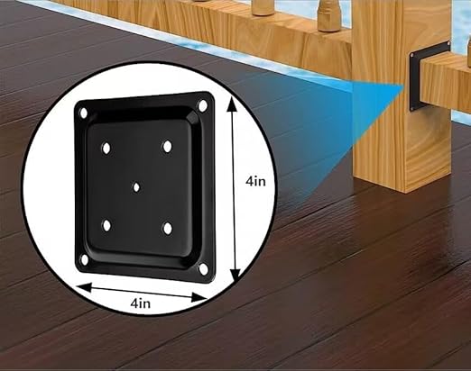 4 Wood Post Plate Connector,Deck Porch Railing Support Base, 4" x 4" Wood Fence Post Anchor BaseDeck Porch Railing Support Base (4)
