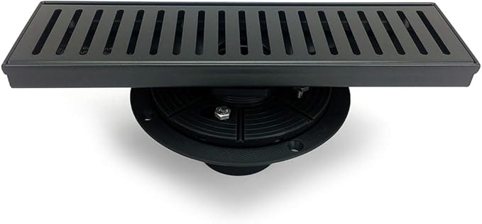 Neodrain 12-Inch Linear Shower Drain with Removable Capsule Pattern Grate, Black Color with Shower Drain Base,304 Stainless Steel Shower Floor Drain, with Hair Strainer