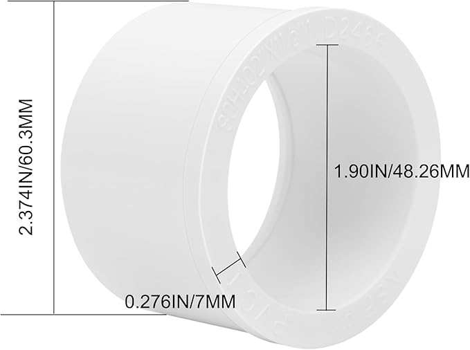 6Pack 2"x 1-1/2" PVC DWV Reducing Bush Adapter Pipe Fitting SCH40 PVC Reducer Bushing (Socket x Socket) PVC Pipe Reducing Bushing Fitting for Home Sewer Plumbing