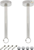 2 Pack Ceiling Mount Bracket, Stainless Steel Wardrobe Pipe Bracket Rod Holder Ceiling Holder, ULIFESTAR Shower Curtain Closet Wardrobe Rod Lever Support Holder Pipe Flange Socket (D*H)26*300mm/1*12''