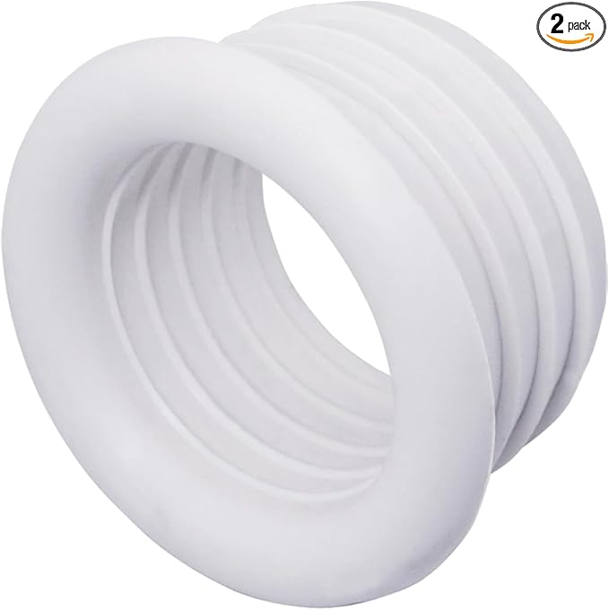 (Pack of 2) White Rubber Sleeve for Drain Pipe, 1.57" x 1.26" (40 x 32 mm) Pipe Connector, Adaptor, and Reducer