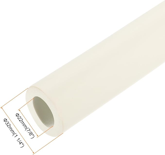 uxcell Foam Tubing for Handle Grip Support, Pipe Insulation Outside Pipe Lagging, 22mm(7/8") ID 32mm(1 1/4") OD 1m White