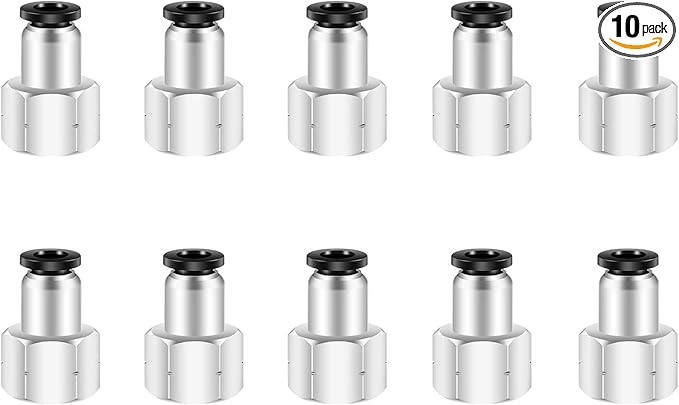 1/4 Female Npt Push to Connect Fittings,CEKER 1/2 Od x 1/4" NPT Female Thread Air Fittings 1/4 Quick Connect Air Lines Fittings Pneumatic Tubing Fitting Push in Connector 10Packs