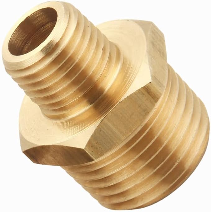 1/2 Inch Male to 3/8 Inch Male NPT Adapter, Brass Reducing Hex Nipple, Thread 0.75" OD to 0.625" OD, Pack of 4