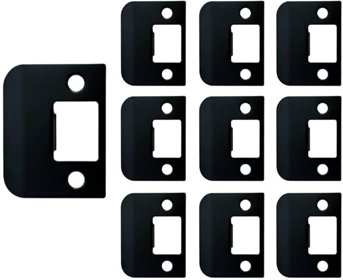 QCAA Solid Brass Extended Lip Strike, 1-3/4''X2-1/4", Matte Black, 10 Pack, Made in Taiwan