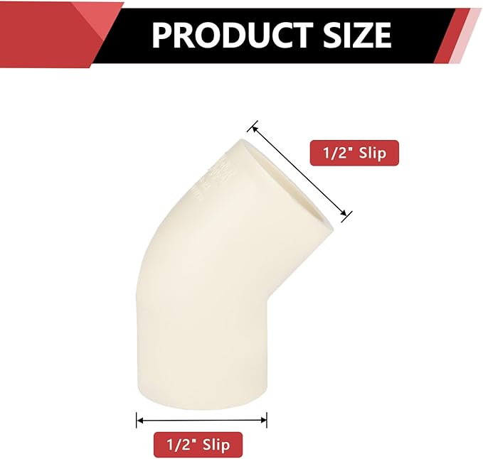 50-PACK EFIELD CPVC Elbow,1/2" Slip x Slip 45-Degree Elbow Fitting,(CPVC007-20-50PCS)