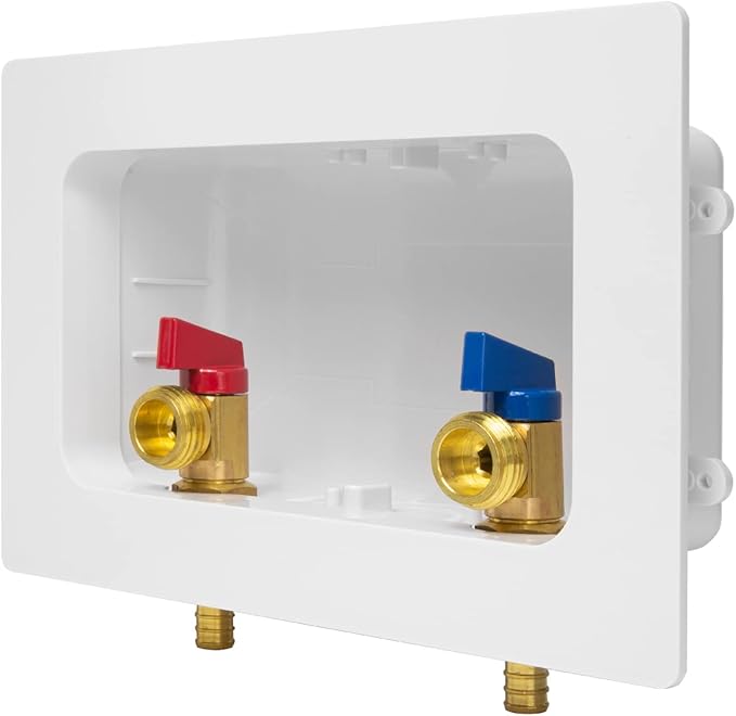 EFIELD Premium Washing Machine (Laundry) Outlet Box, 1/2-inch Crimp Pex Inlet x 3/4 inch MHT Outlet Connection, with Center Drain,(WM026)