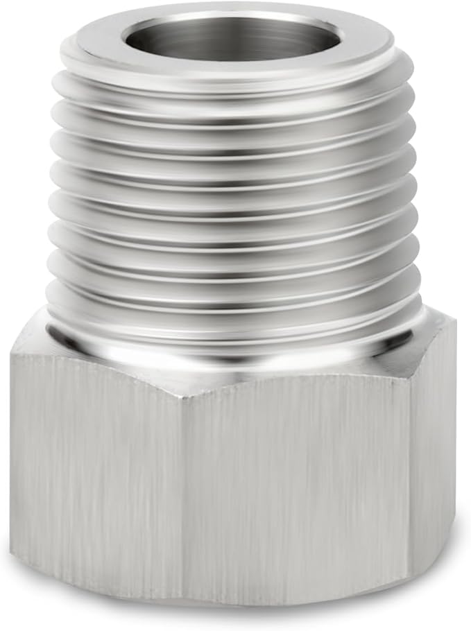 5PCS 304 Stainless Steel Reducer Hex Bushing, 3/8" NPT Male x 1/4" NPT Female, Reducing Pipe Adapter Fitting, for Air/Fuel/Water/Gas/Oil