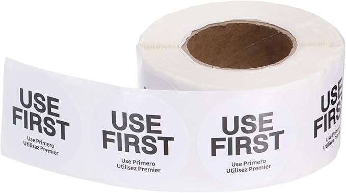 PATIKIL 500 Pcs USE First Stickers, 1.5 inch Round Use First Stickers Food Service Circle Inventory Control Adhesive Labels for Food Service Kitchen Restaurants Retail Storage Date, White