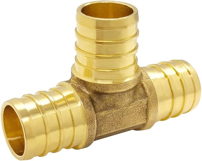 Hooshing 9PCS 3/4 Inch PEX Tee Fitting Solid Brass Barb Crimp Fittings for PEX Pipe Hose