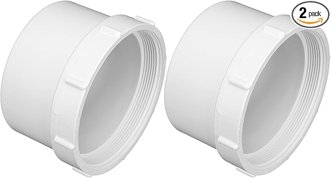 Novabright 2 Pcs 6'' PVC Sewer Female Cleanout Adapter Heavy Duty DWV Flush Cleanout Adapter Corrosion-resistant for Outdoor Garden Sewer Vent and Waste Drainage Piping System