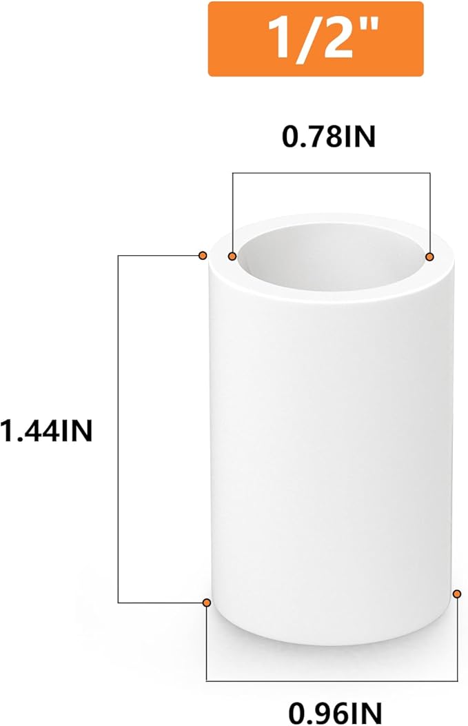 GASHER 25PCS PVC Pipe Fitting 1/2" PVC Coupling Furniture Grade Pipe Socket Fittings, For Home or Industrial