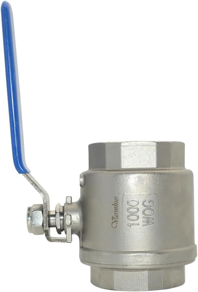 VARMHUS NPT Female 316 Stainless Steel Full Port Ball Valve Vinyl Handle WOG1000 (2")