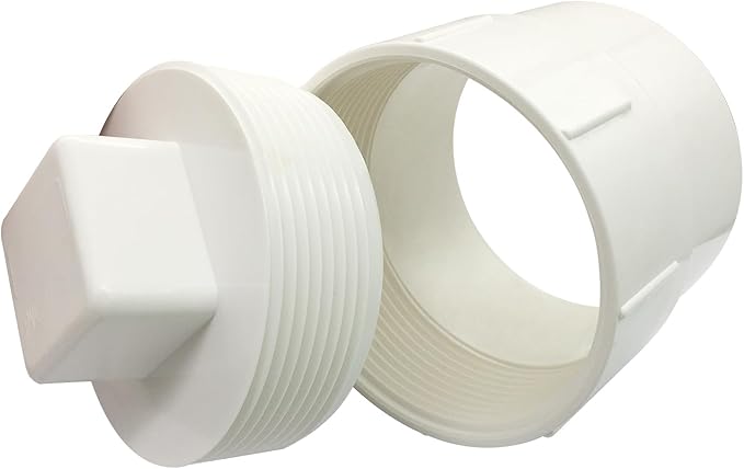 4" PVC Sewer Cleanout Adapter with Plug Pipe Fitting DWV Flush Sewer Cleanout Cap for Drainage Piping System