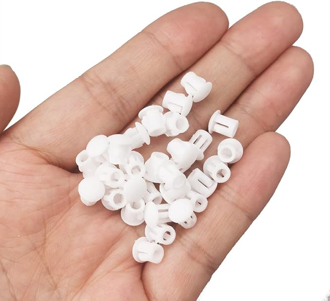 Hole Plugs 3/16" Plastic Flush Type Hole Plugs Snap in Locking Hole Tube Screw Caps Drilling Cover Plugs Fastener Covers for Kitchen Cabinet Furniture White 100 Pack