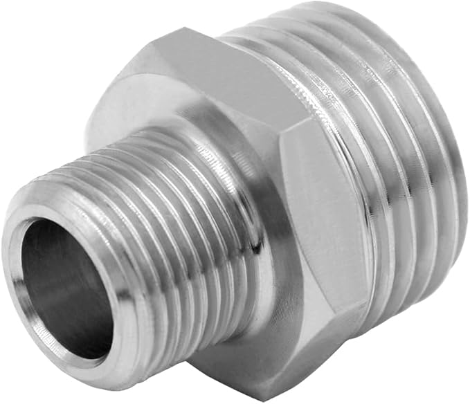 Beduan Stainless RV Faucet Adapter 1/2 NPT Male to 3/8 Comp. Male Faucet Supply Line Compression Fittings Adapter for RV Kitchen Plumbing Water Hose Pipe Connector (Pack of 2)