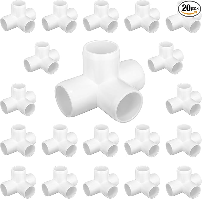4-way PVC Fittings, 1/2-inch Furniture Grade Elbow Fittings, 4-way Side Outlet Tee Fittings, Tent PVC Connectors and Greenhouse Pipe Fittings(20 packs)