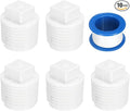 uxcell 10Pcs 1/2 Inch PT Male Thread PVC Pipe Fitting Plug, Cleanout Plugs, Water Drain End Caps Coupling Adapter with Tape for Water Heater Supply Lines, Plumbing, White