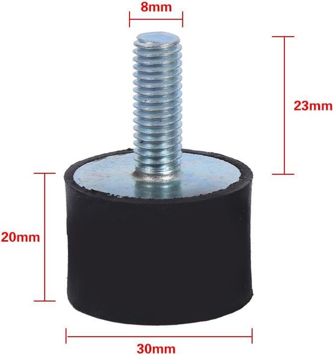 M8 M6 Vibration Isolator, Keenso Vibration Mount 2 Threaded Studs AntiVibration Isolation Rubber Mounts Boat Bobbins, pack of 4(VD3020 M823) Other Tuning