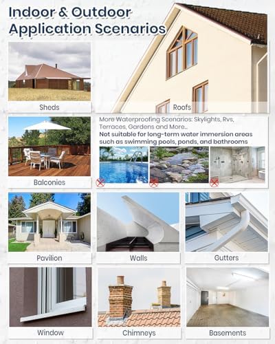 Transparent Waterproof Coating, TUFINEIN 1.32 Gallon Invisible Waterproof Agent Indoor & Outdoor Sealant Water-Based Clear Sealant Roofs, Walls, Garden, Terraces