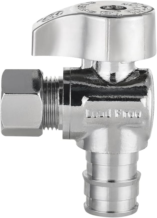 Pro 10-Pack EFIELD Stop Angle Valve Pex-A 1/4 Turn, 3/8" OD Compression X 1/2" Pex-A Expansion, Chrome Plated LF Brass, Heavy Duty,(VALVE378)